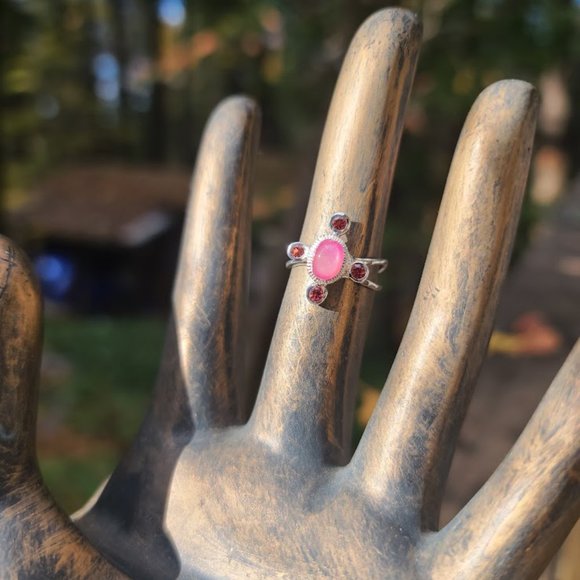Star ruby & garnet sterling ring sz6.5 - Picture 4 of 10